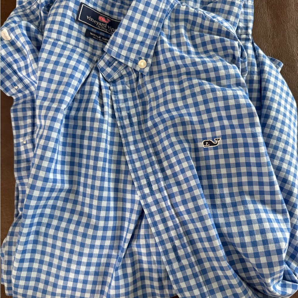 Vineyard Vines Men's Blue Checkered Button Down Shirt